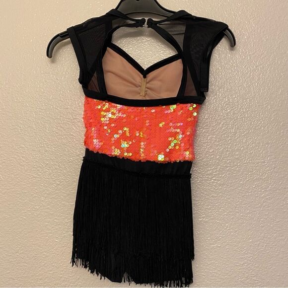Weissman dance costume coral Orange sequin fringe flapper Replay 12269- SC 6 - Picture 5 of 9